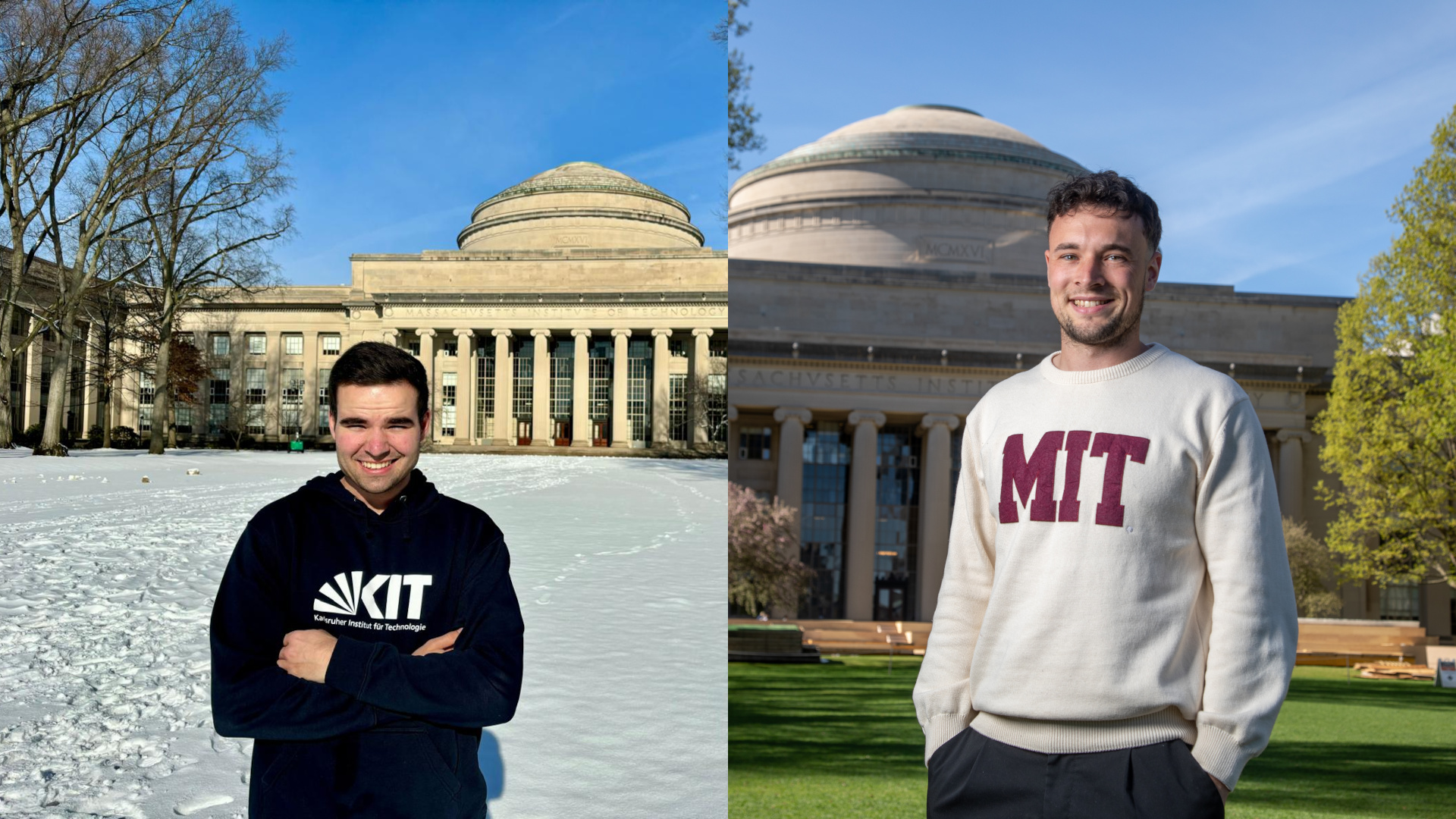 Konrad Dittrich und Noah Geiger posieren jeweils für ein Foto.