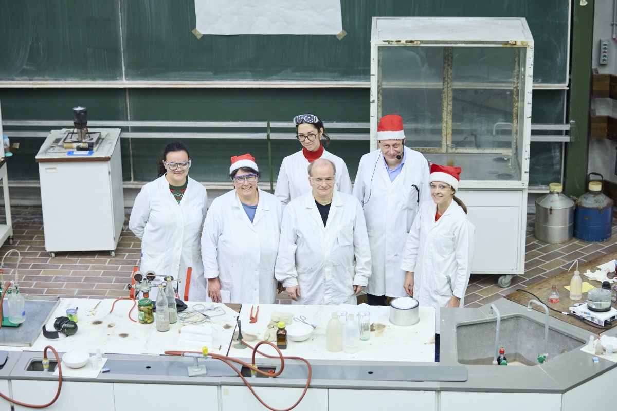 Professor Roesky und sein Team posieren für ein Bild.